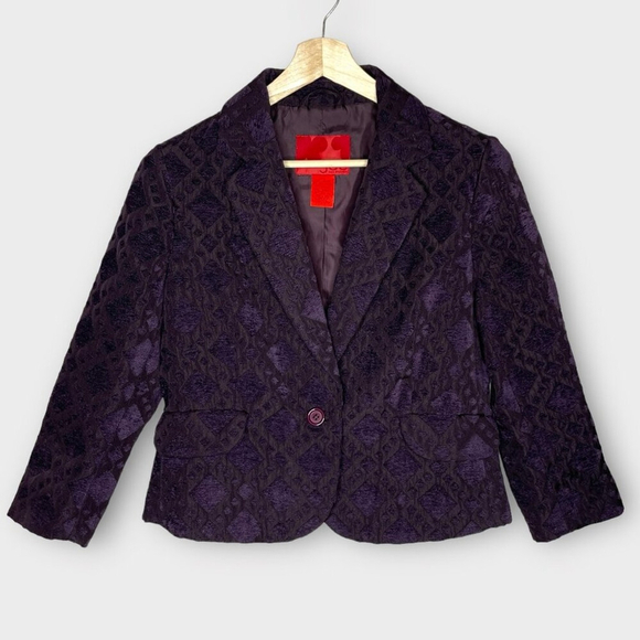 Joe Fresh Jackets & Blazers - JOE FRESH Cropped 3/4 Sleeve Plum Blazer Woman's LARGE Gothic Elegance